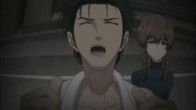 Okabe shows off his foreign language skills