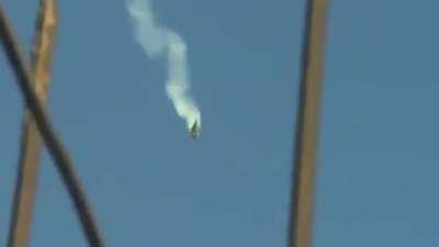 Syrian Army Helicopter brought down over Syria, most likely by a ZU/ZSU-23