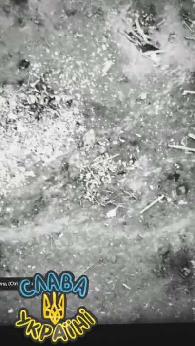 video showing a russian soldier trying to assault a Ukrainian position before being hit multiple times by small arms fire. [music from source/unknown when&where]