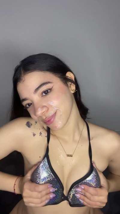 I love to feel his cum on my cute face...