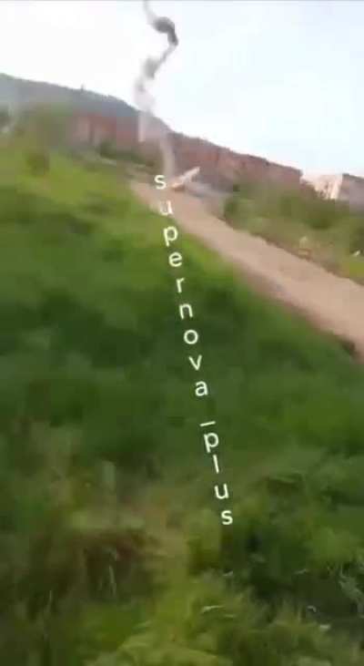 A flying piece of burning ammunition after today's ammo detonation in Crimea