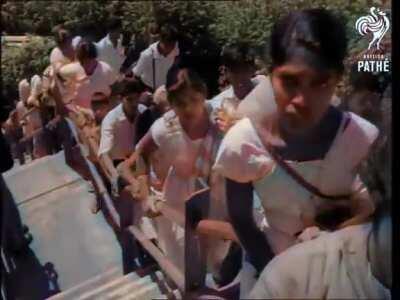 Ceylon Pilgrims On Holy Peak (1964) Colorized by me