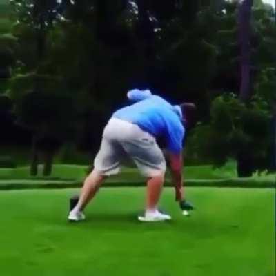 Trying to play golf hammered