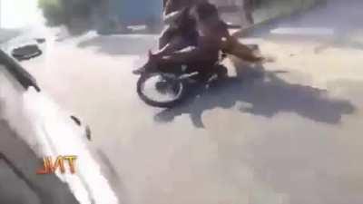 Showing off while on a motorcycle