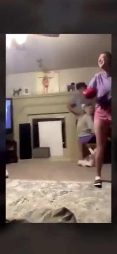 Slumber party... girl puts boy to sleep...