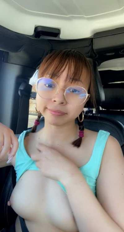 Had to flash my tits in the parking lot