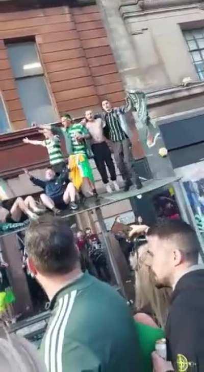 What could go wrong jumping on a glass bus stop?