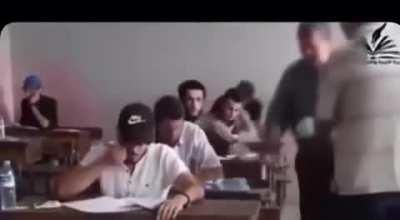 Nice guy giving away face masks to students.