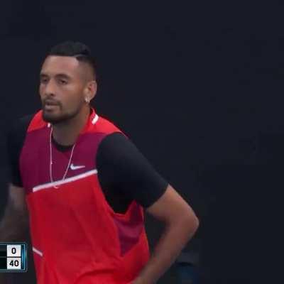 Kyrgios tweener serve