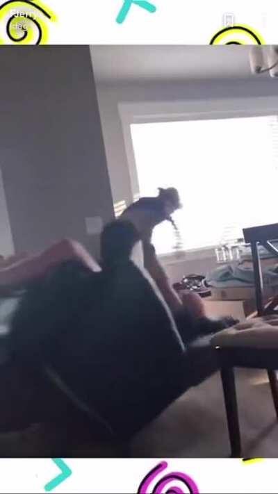 ”Oh no i’m tipping over!” YOINK