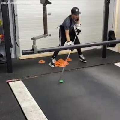 Practicing hockey