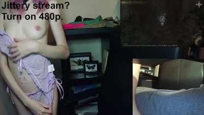 Petite gamergirl begins to strip during her gaming stream