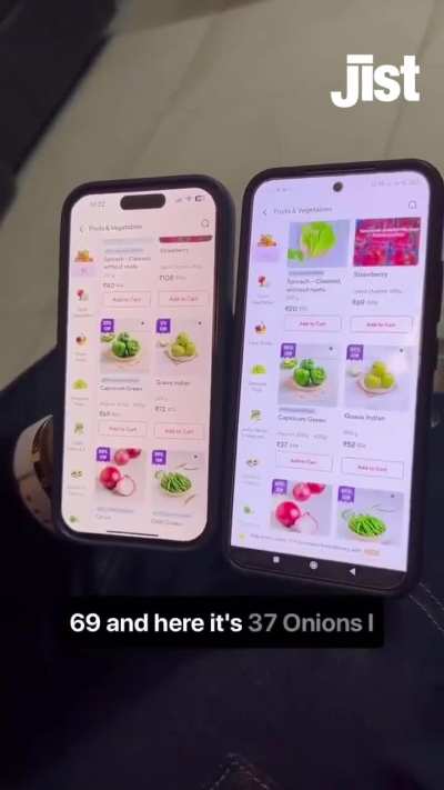 Indian Woman finds that prices are different on the same app for Android and Apple Users