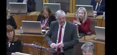 Welsh Labour Leader Mark Drakeford goes off on one to Welsh Conservative Leader today in the Senedd