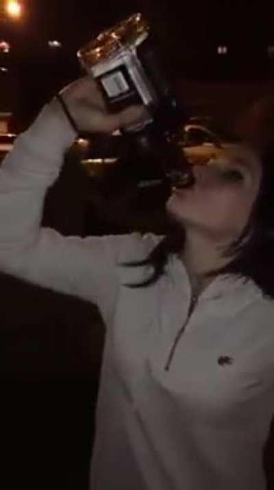 Drinking a whole bottle of jacks