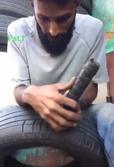 PSA: There are people reusing flattened up tyres, reworking them and selling as new. That's not only illegal but also dangerous.