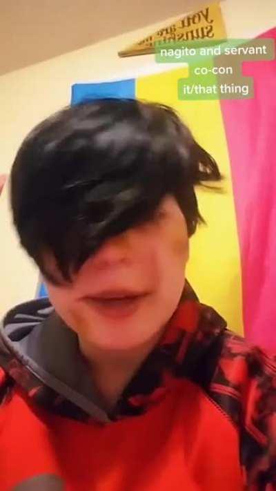 Has a fictive of every single Danganronpa character from the first game. Fakes stutters and those 