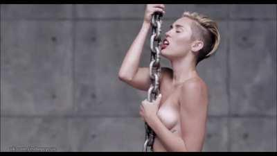 Miley Cyrus nude in the director’s cut of the Wrecking Ball music clip. 2013