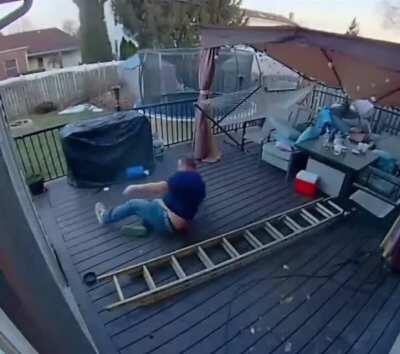 Careful when working with ladders