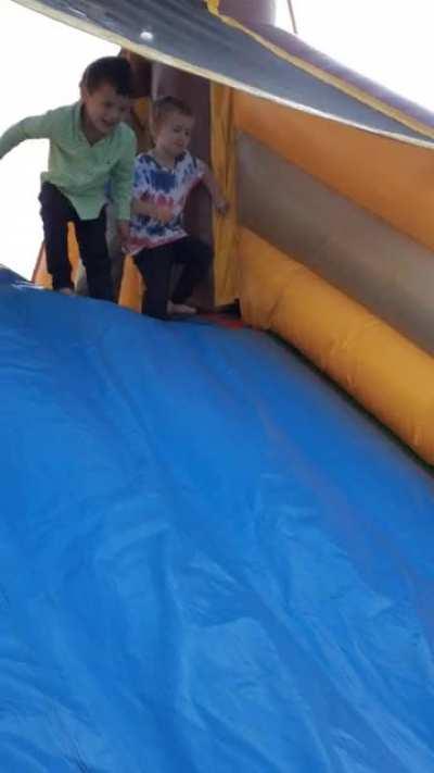 Kid in green has zero fear