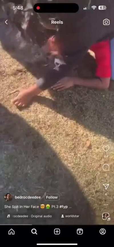 Massive spit on girl.