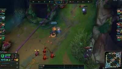 Jhin missed 3 out of 4 shot of this ult then said I kill steal. Was there away to give him the kill in this play?