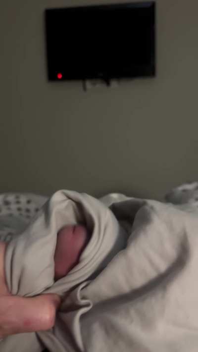 Humping the bedsheets, moaning and cumshot