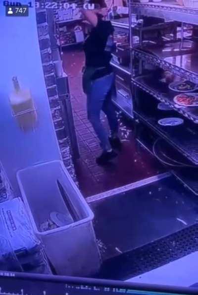 Using the trash can and not the racks to stack the food orders