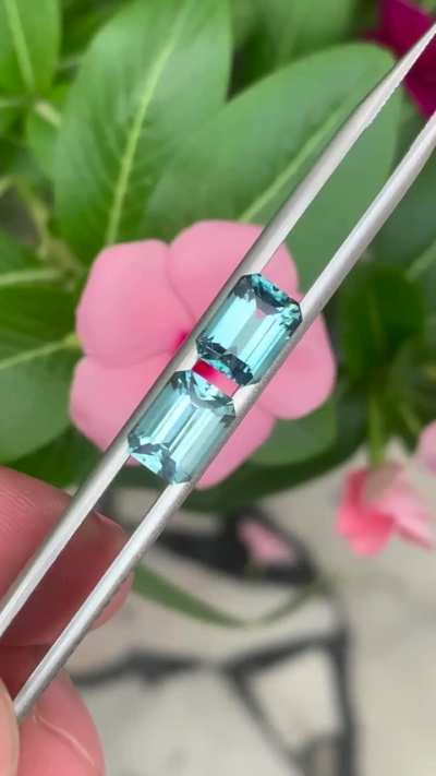 Blue tourmaline pair