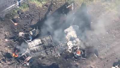 Ru Pov: Destroyed Ukrainian Ammunition truck somewhere in Kursk