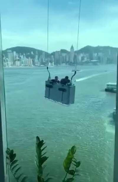 Window cleaning on a windy day