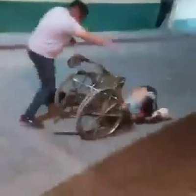 caring an injured boy