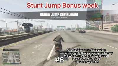 It’s more for new players. Not sure if anyone will find it useful but here some of the locations. 5 stunt jumps to complete this week (Wednesday is the last day) with 500k payout BY 14th of April