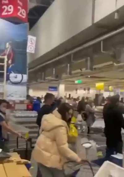 Panic at IKEA stores in Russia. Last day before closing. Starting tomorrow, all IKEA stores in Russia will shut down.