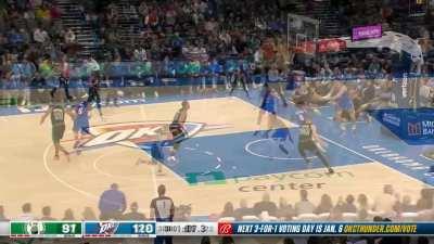 [Highlight] Jalen Williams with two huge dunks to bring the lead up to 31 against the Celtics