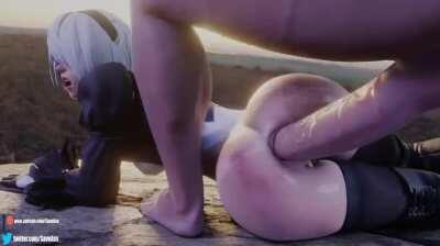 2B taking a huge cock in her ass (SaveAss) [Nier Automata]