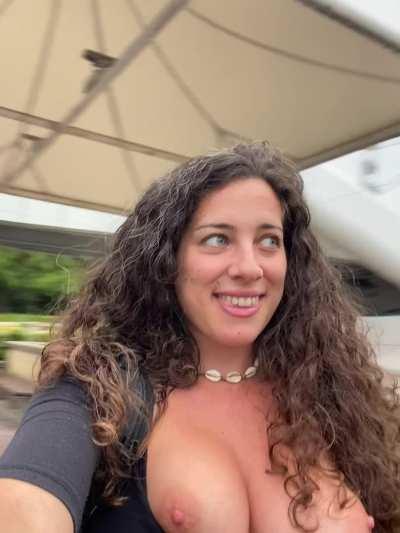 Fun in the City and getting spotted while flashing! [GIF]