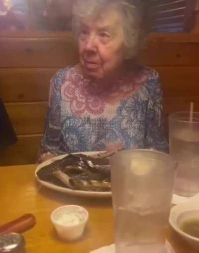 84-year-old woman gets emotional after birthday shoutout at her favorite restaurant