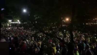 This is what the protests in Portland look like before the tear gas comes out.