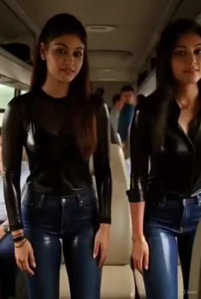 Girls are twins sisters and they are in fully wet soaked clothes due to sweat in the bus