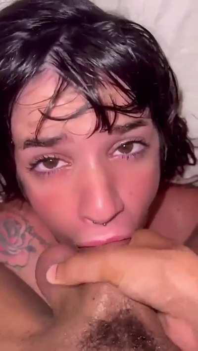 Perfect collared brunette slut gets her face slapped and throat used as a sextoy