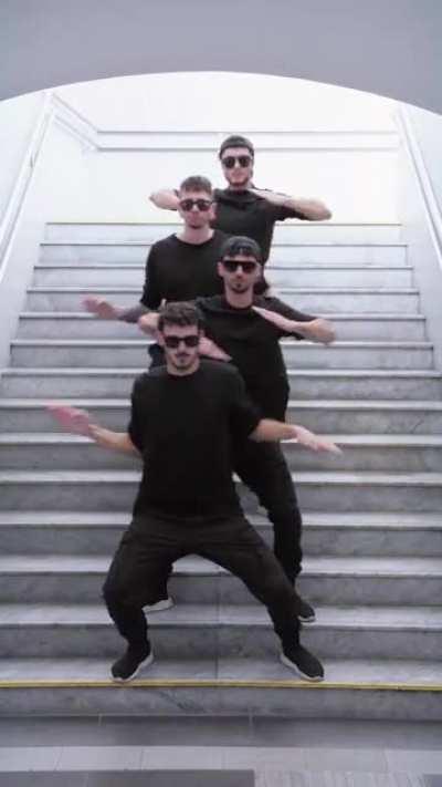 Coordinated robotic moves of these men