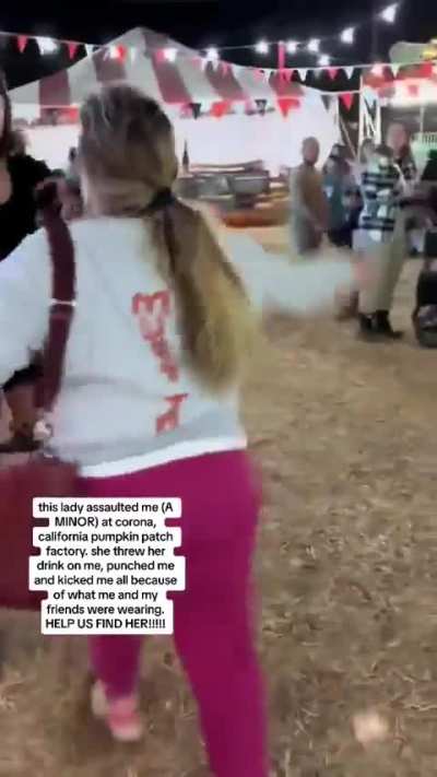 Older woman accosts girls for the way they&rsquo;re dressed, then assaults them before taking own shirt off to fight.