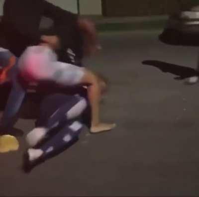 Brother & sister tag team 2 girls who tried to hit the brother with a 🚘