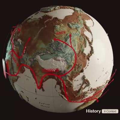 Migration paths with shaded relief SRTM height map