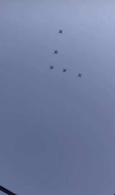 Myanmar military is displaying force and intimidating by flying fighter jets over a city in central Myanmar (Mandalay).