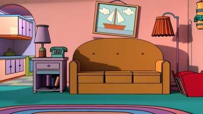 Looping animation of the Simpsons living room