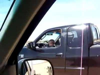 Stupid kid driver passes me on the right!