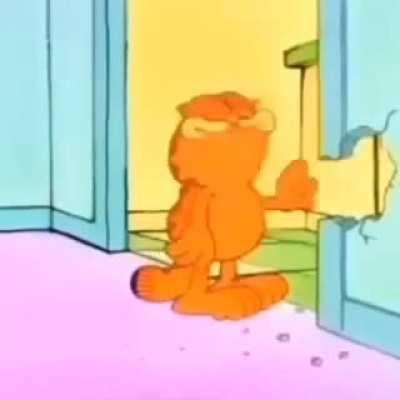 moldy garfield eating a wall