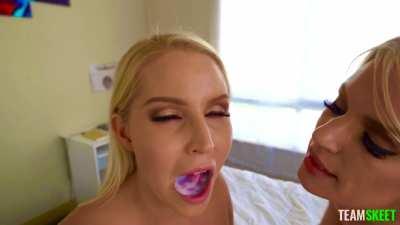 Hot blondes cum swap